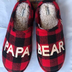 Dearfoams Papa Bear Plaid Men’s Slippers - Small